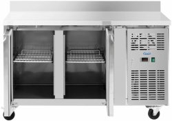 Stół chłodniczy na kółkach - 260 l - 2 komory - 136 x 70 cm - klasa B - rant - stal nierdzewna - Royal Catering 10013276  RCRT-2D280RE  4062859257284