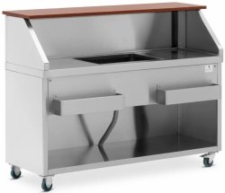  Mobilna stacja barmańska - komora na lód i uchwyt na butelkę - lada 150 cm o wyglądzie drewna - Royal Catering 10013322 RCMBS-150
