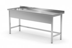 Stół ze zlewem wzmocniony bez półki - komora po lewej stronie 1500 x 600 x 850 mm POLGAST 210156-L 210156-L