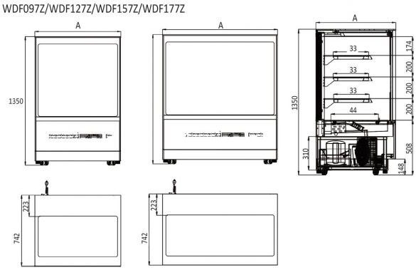 Witryna cukiernicza 530L Szron WDF127Z