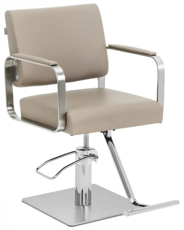 Fotel fryzjerski z podnóżkiem - 50 - 66 cm - 200 kg - beżowy / srebrny Physa 10040889 PHYSA OTLEY BEIGE_SILVER