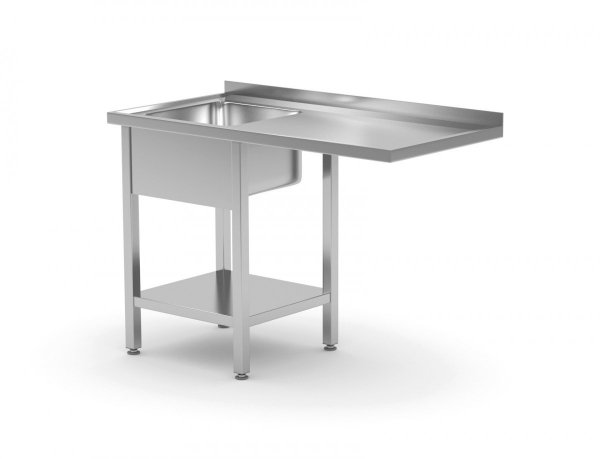 Stół ze zlewem, półką i miejscm na zmywarkę lub lodówkę - komora po lewej stronie 1200 x 600 x 850 mm POLGAST 231126-L 231126-L
