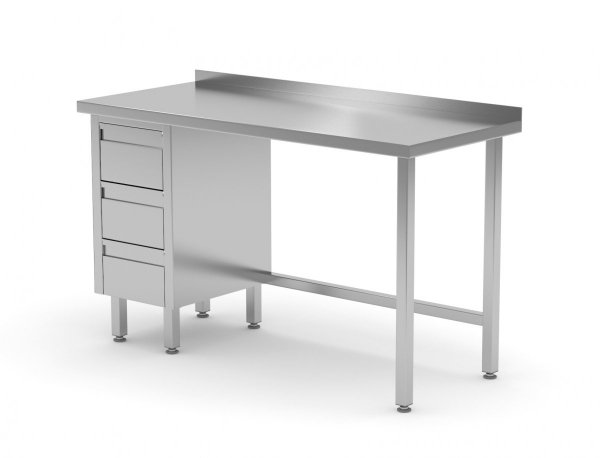 Stół przyścienny szafka z trzema szufladami - szuflady po lewej stronie 1100 x 700 x 850 mm POLGAST 123117-3-L 123117-3-L