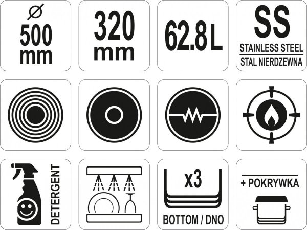 GARNEK ŚREDNI Z POKRYWKĄ SS 50x32CM YATO YG-00029 YG-00029