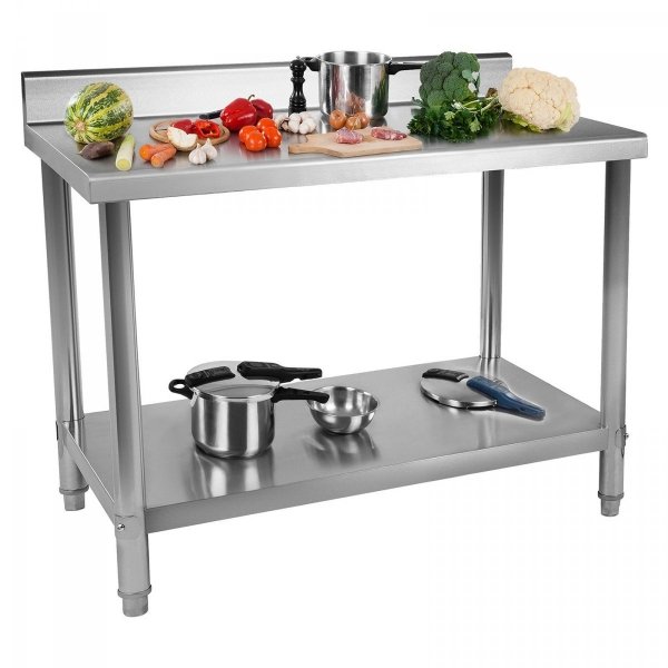 Stół roboczy - 120 x 60 cm - stal nierdzewna - rant ROYAL CATERING 10010490 RCAT-120/60-S
