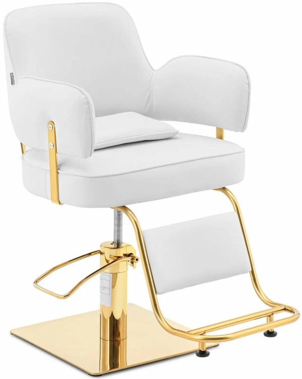 Fotel fryzjerski z podnóżkiem - 890-1020 mm - 200 kg - złoty, biały PHYSA PHYSA OSSETT WHITE 10040624 4062859180117