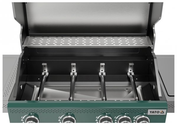 GRILL GAZOWY ITAMI 4+1, 14,5KW, Z SZYBĄ, ZIELONY Yato YG-20035