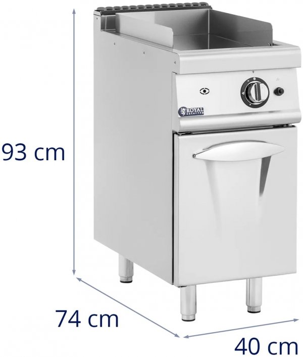 Grill gazowy - 6 kW - 50 - 300°C - propan / LPG / gaz ziemny - szafka dolna - Royal Catering 10013403 RCGG-40/700CS 4062859277015