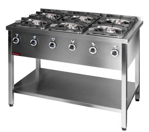 Kuchnia gazowa na podstawie otwartej 6-palnikowa  1200x700x850 mm KROMET 000.KG-6M 000.KG-6M