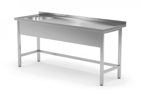 Stół ze zlewem wzmocniony bez półki - komora po lewej stronie 1400 x 600 x 850 mm POLGAST 210146-L 210146-L