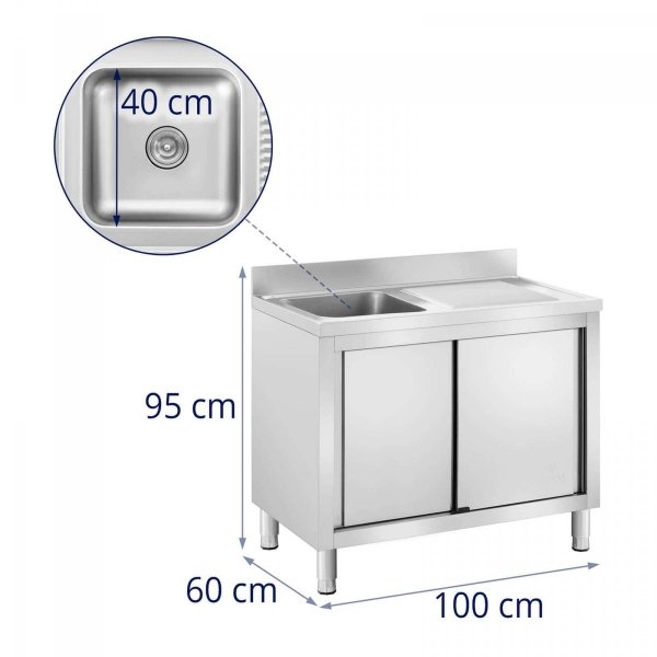 Szafka ze zlewem 1 komora 400 x 400 x 240 mm ROYAL CATERING 10012142 RC-IKS11