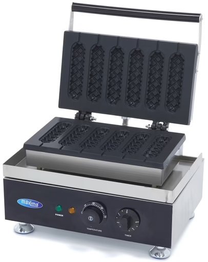 Gofrownica Hot Dog Roladki Kiełbasiane Żebrowane 6 sztuk ok 13x4cm 1750WMAXIMA 09374242 8719632128038