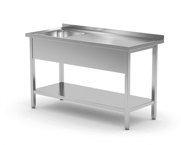 Stół ze zlewem i półką - komora po lewej stronie 1500 x 600 x 850 mm POLGAST 212156-L 212156-L