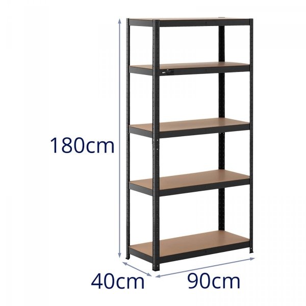 Regały magazynowe - 90 x 40 x 180 cm - 5 x 175 kg - szary łupkowy - 2 szt. MSW 10061975 MSW-STSH-22