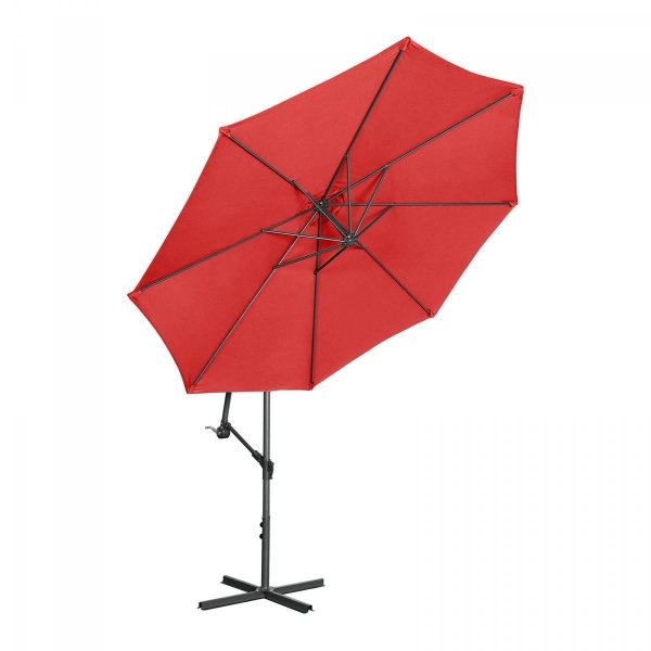 Parasol ogrodowy wiszący - czerwony - okrągły - Ø300 cm - uchylny UNIPRODO 10250555 UNI_UMBRELLA_R300RE_N