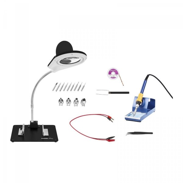 Stacja lutownicza - 75 W - 2 x kolba - zasilacz - 4 x LED STAMOS 10020994 S-LS-1