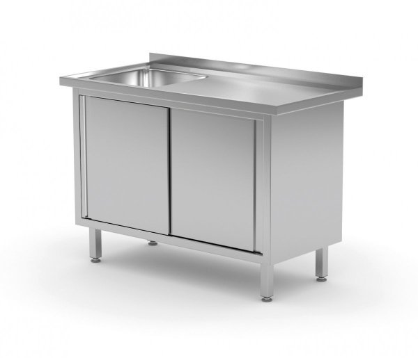 Stół ze zlewem, szafka z drzwiami suwanymi - komora po lewej stronie 1800 x 700 x 850 mm POLGAST 217187-L 217187-L