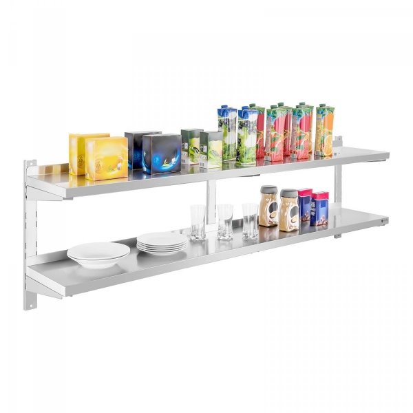 Półka wisząca nierdzewna Royal Catering RCWR-180.2 podwójna 180cm ROYAL CATERING 10010363 RCWR-180.2