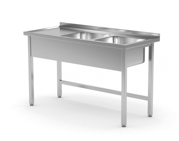 Stół z dwoma zlewami bez półki - komory po prawej stronie 1800 x 700 x 850 mm POLGAST 221187-P 221187-P