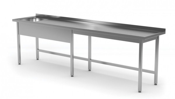 Stół ze zlewem bez półki - komora po lewej stronie 2700 x 700 x 850 mm POLGAST 211277-6-L 211277-6-L