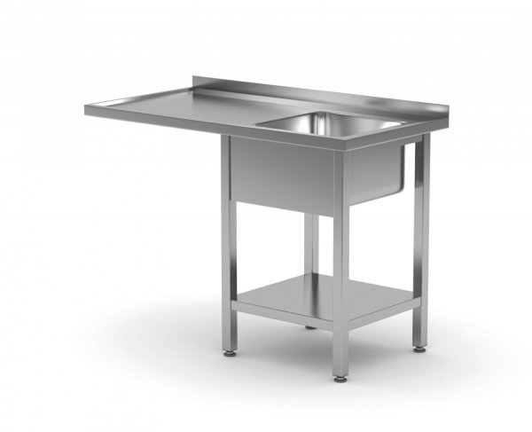 Stół ze zlewem, półką i miejscm na zmywarkę lub lodówkę - komora po prawej stronie 1600 x 600 x 850 mm POLGAST 231166-P 231166-P