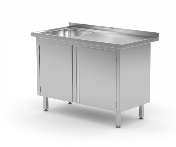 Stół ze zlewem, szafka z drzwiami na zawiasach - komora po lewej stronie 1000 x 700 x 850 mm POLGAST 218107-L 218107-L