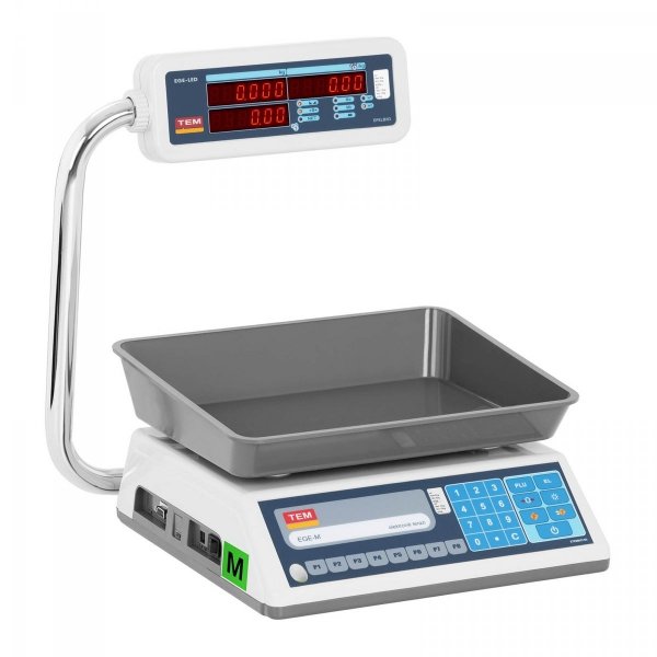 Waga sklepowa - 15 kg / 5 g - LED - PLU - legalizacja TEM 10200051 TEL015BC1-B1