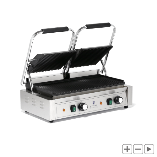 Grill kontaktowy - 3600 W - ryflowany ROYAL CATERING 10011989 RCPKG-3600-R