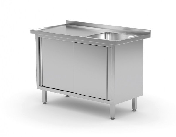 Stół ze zlewem, szafka z drzwiami suwanymi - komora po prawej stronie 1700 x 600 x 850 mm POLGAST 217176-P 217176-P