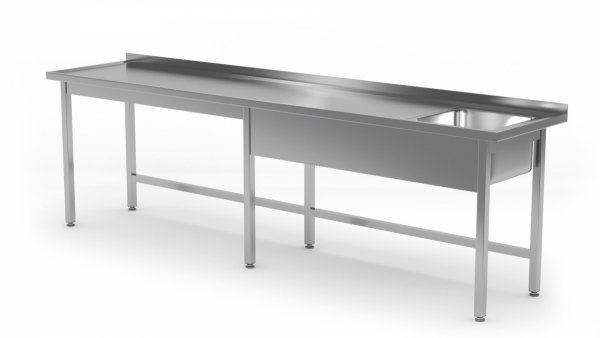 Stół ze zlewem bez półki - komora po prawej stronie 2200 x 700 x 850 mm POLGAST 211227-6-P 211227-6-P