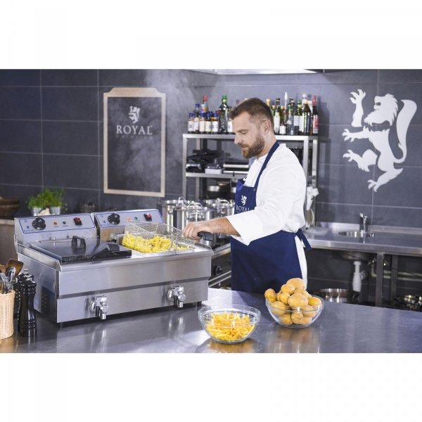 Frytownica - 2 x 16 litrów - 400 V ROYAL CATERING 10010010 RCSF-16DTH