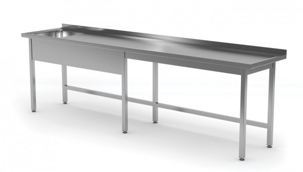 Stół ze zlewem bez półki - komora po lewej stronie 2700 x 700 x 850 mm POLGAST 211277-6-L 211277-6-L