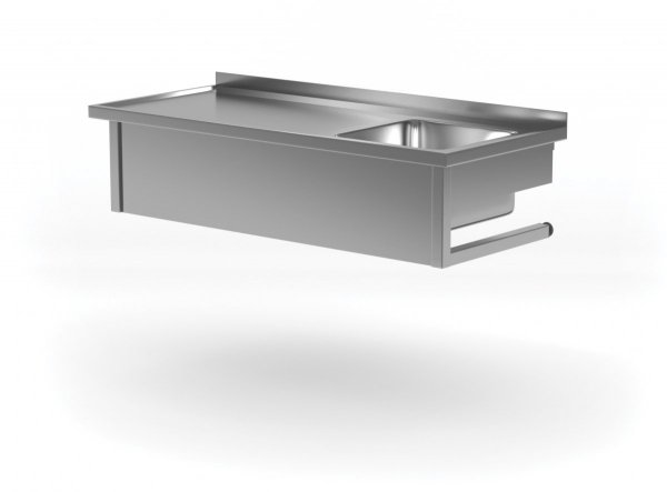 Stół wiszący ze zlewem - komora po prawej stronie 1000 x 600 x 300 mm POLGAST 211106-WI-P 211106-WI-P