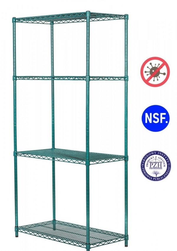 Regał antybakteryjny noMICRO siatkowy 4-półkowy 46x92x200 cm ULTRA POWER