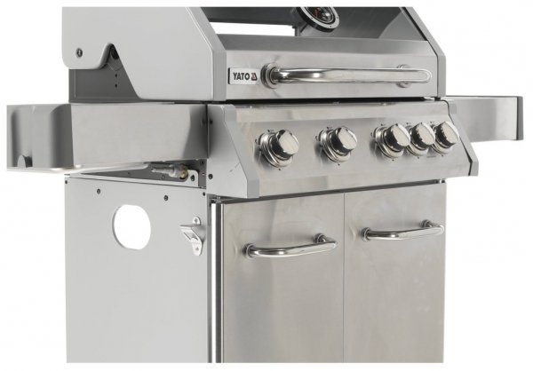 GRILL GAZOWY 4+1 STAL NIERDZEWNA 14,2KW, Z SZYBĄ YATO YG-20003
