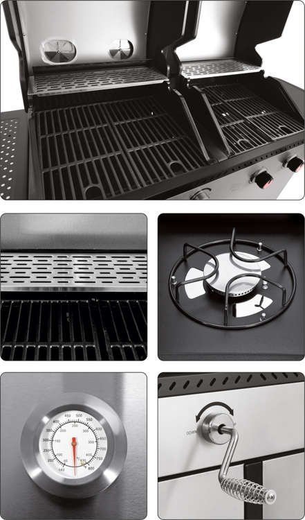 GRILL 2W1, GAZOWY + WĘGLOWY, STAL NIERDZEWNA, 8,2KW YATO YG-20030 