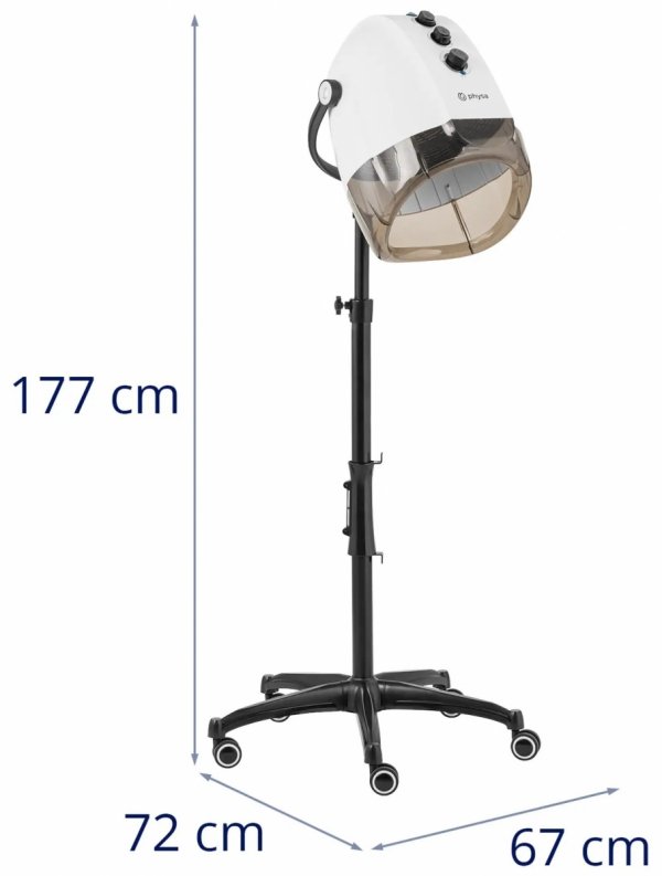 Suszarka hełmowa do włosów - z jonizacją i statywem - 1000 W - niebiesko-biała - 70°C Physa 10040802 PHY-HD_01