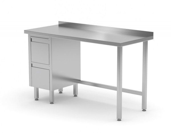 Stół przyścienny szafka z dwiema szufladami - szuflady po lewej stronie 900 x 600 x 850 mm POLGAST 123096-L 123096-L