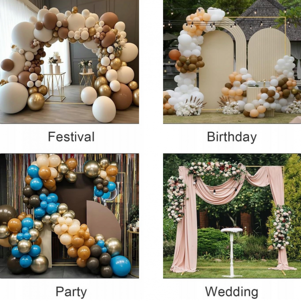 Bialy łuk ślubny stojak na tło 200 x 200 cm, stelaż brama srebrny pod balony