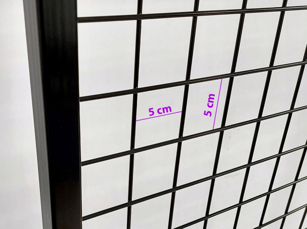 Stojak ekspozytor z 20 haczykami, 2 koszami - CZARNY 