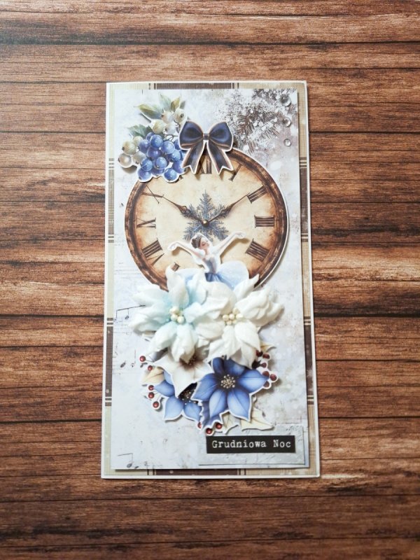 Kartka świąteczna w błękicie z kwiatami #4