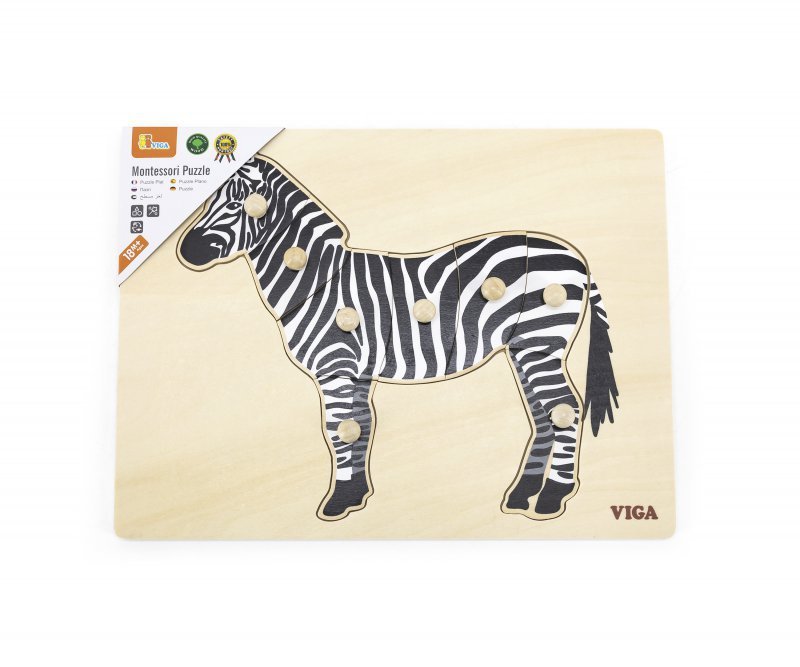 Viga 44603 Puzzle na podkładce z uchwytami - Zebra