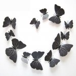 Motyle 3D na sciane 12sztuk z magnesem czarne