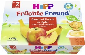 HIPP BIO Jogurt Banan Brzoskwinia Jabłko 6x50g 7m