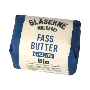 Glaserne Molkerei Fass Butter Ekologiczne Bio Masło Solone 250g