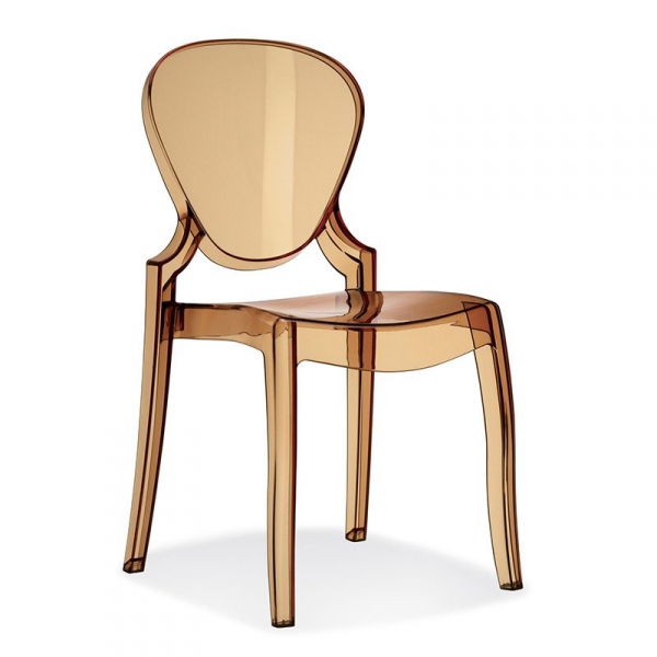 Bursztynowe krzesło z transparentnego tworzywa Pedrali Queen 650