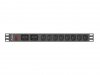 LANBERG LISTWA ZASILAJĄCA RACK 19 PDU PDU-02I1908I-0200-C20-BK (1U, 16A, 2X C19, 8X IEC C13, 2M, WTYK C20)