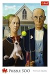 Trefl Puzzle 500 elementów American Gothic Psia Edycja