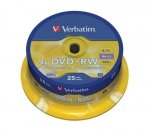Płyty DVD+RW Verbatim 4x 4.7GB (Cake 25) MATT SILVER