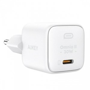 Ładowarka sieciowa Aukey PA-B1L GaN, USB-C, PD 30W biała